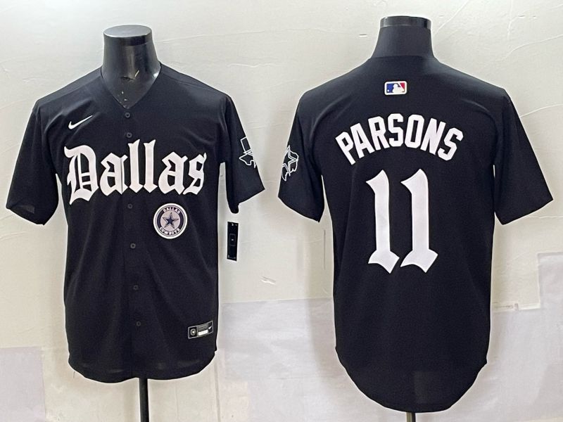 Men 2025 Nike Dallas Cowboys 11 Parsons Black 5th generation Joint Name Limited NFL Jersey 07